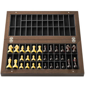 Chess made of stained oak and amber "Amber" mini