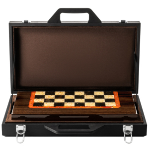 Chess made of stained oak and amber "Amber" mini