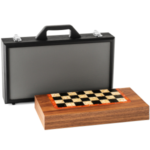 Chess made of matte walnut and amber "Amber" mini