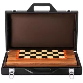 Шахматы из матового ореха и янтаря "Янтарные" мини