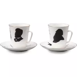 Кофейный набор "Русские писатели Толстой и Чехов" майская, на 2 персоны, 4 предмета