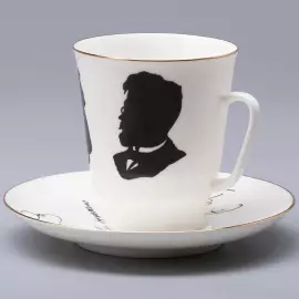 Кофейный набор "Русские писатели Толстой и Чехов" майская, на 2 персоны, 4 предмета