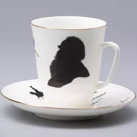 Кофейный набор "Русские писатели Толстой и Чехов" майская, на 2 персоны, 4 предмета