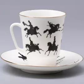 Кофейный набор "Русские писатели Толстой и Чехов" майская, на 2 персоны, 4 предмета