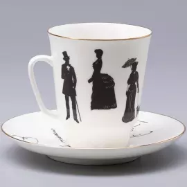 Кофейный набор "Русские писатели Толстой и Чехов" майская, на 2 персоны, 4 предмета