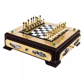 Шахматы из мрамора, долерита, малахита и кахолонга