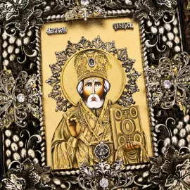 Икона с художественным литьём "Николай Чудотворец"