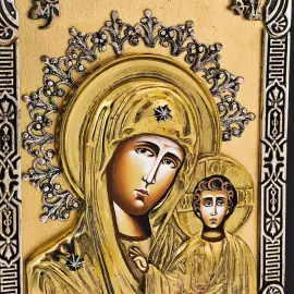 Икона с художественным литьём "Казанская" малая