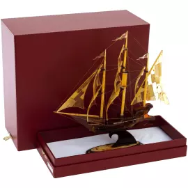 The model of the ship made of amber "Corvette"
