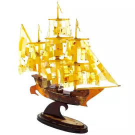 The model of the ship made of amber "Corvette"
