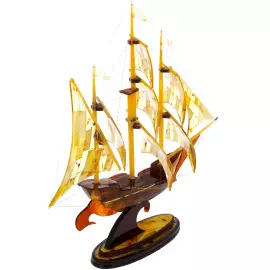 The model of the ship made of amber "Corvette"