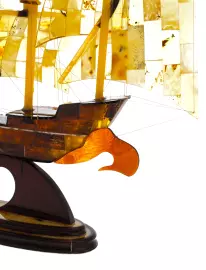 The model of the ship made of amber "Corvette"