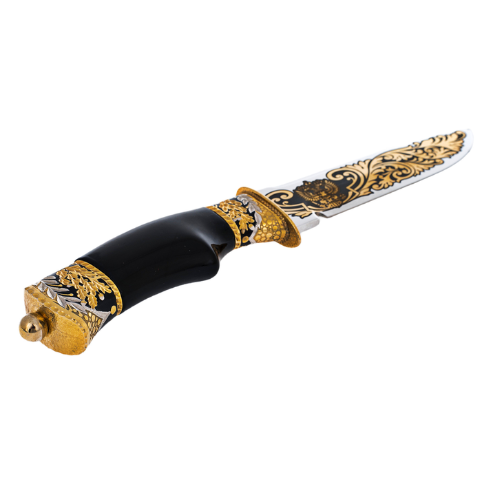 Knife with a Tricolor Zlatoust overlay