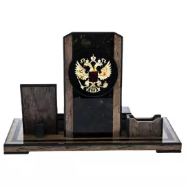 Письменный набор из березы и янтаря "Стандарт", серый