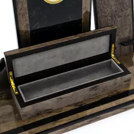 Письменный набор из березы и янтаря "Стандарт", серый