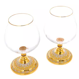 Набор бокалов для коньяка с красным фианитом, на 2 персоны