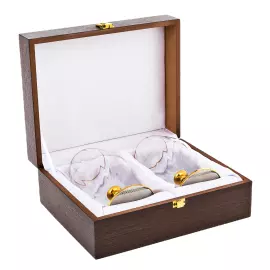 Набор бокалов для коньяка с красным фианитом, на 2 персоны