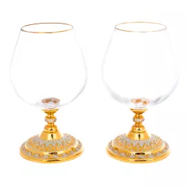 Набор бокалов для коньяка с белым фианитом, на 2 персоны