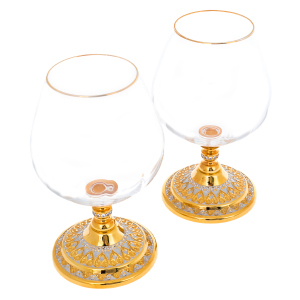 A set of cognac glasses with white cubic zirconia, for 2 persons