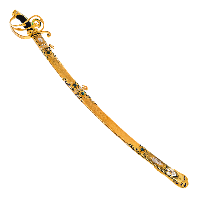 Saber "Winner" with malachite and enamels, Zlatoust