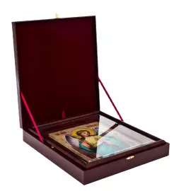 Guardian Angel icon with mother of pearl