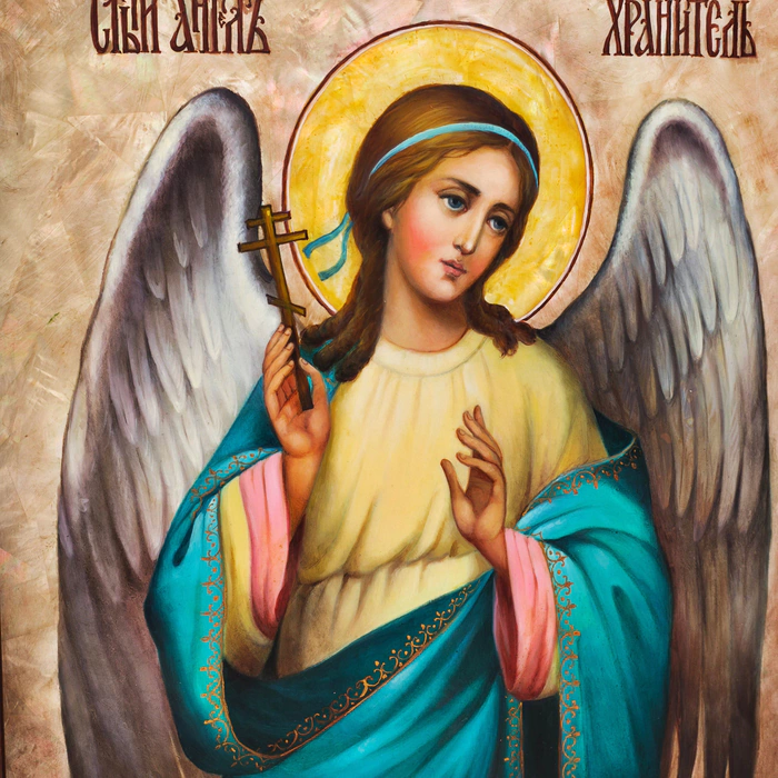 Guardian Angel icon with mother of pearl