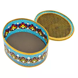 Шкатулка "Лубянка" с витражными эмалями и перламутром