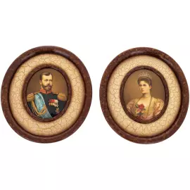 Panel "Emperor Nicholas II and Empress Alexandra Feodorovna" with ornament, Lackey