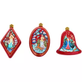 Набор елочных игрушек "Ромб, медальон, колокольчик" Холуй