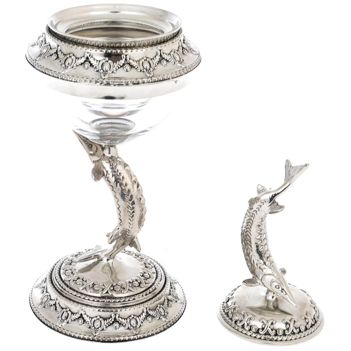 Silver-plated caviar bowl "Sturgeon"