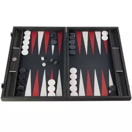 Нарды из шпона и кожи крокодила "Manopoulos" темно-серые