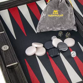 Нарды из шпона и кожи крокодила "Manopoulos" темно-серые