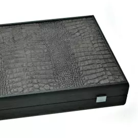 Нарды из шпона и кожи крокодила "Manopoulos" темно-серые