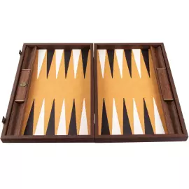 Нарды из шпона и кожи страуса "Manopoulos" коричневые