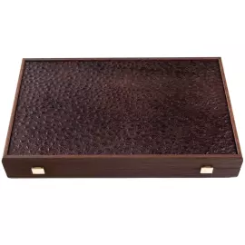 Нарды из шпона и кожи страуса "Manopoulos" коричневые