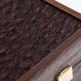 Нарды из шпона и кожи страуса "Manopoulos" коричневые