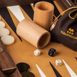 Нарды из шпона и кожи страуса "Manopoulos" коричневые