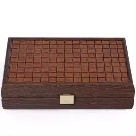 Домино из дерева и кожи "Manopoulos" коричневое