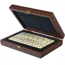 Домино из дерева и кожи "Manopoulos" коричневое
