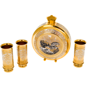 Vodka set with a flask "Beasts" Zlatoust