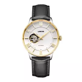 Наручные механические часы с автоподзаводом Lincor UNI с черным ремешком