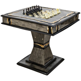 Chess table made of Karelian birch and amber "Infiniti"