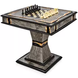 Chess table made of Karelian birch and amber "Infiniti"