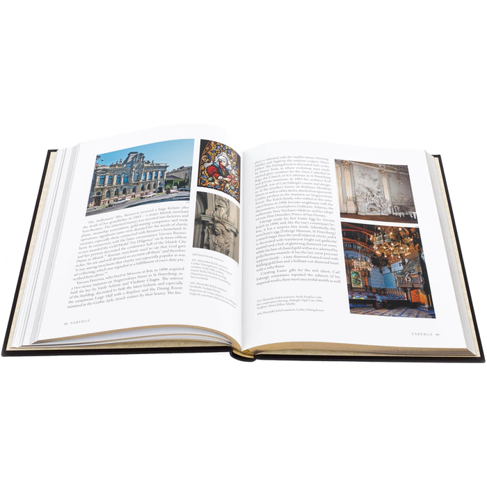 The leather-bound book "Faberge. From the collections of Russian museums" in English