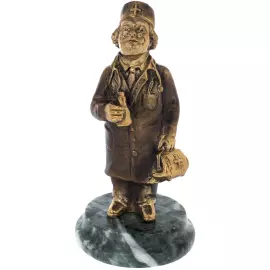 Статуэтка из бронзы "Врач" змеевик