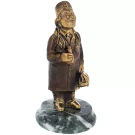 Статуэтка из бронзы "Врач" змеевик