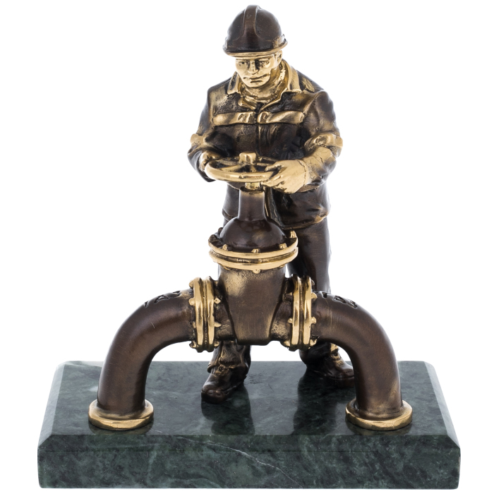 Bronze statuette "Gasman with a pipe" (coil)