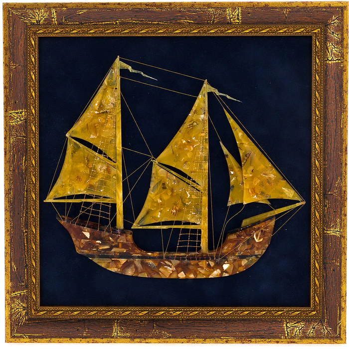 Decorative panel made of amber "Schooner"