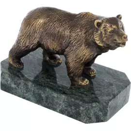 Статуэтка из бронзы "Медведь" змеевик