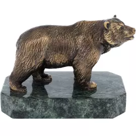 Статуэтка из бронзы "Медведь" змеевик